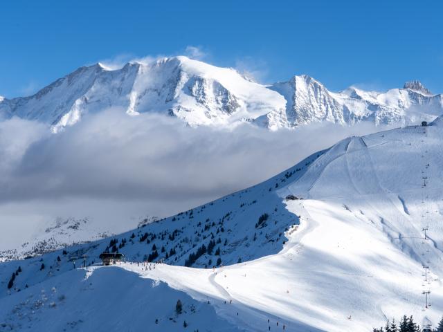 Ski area facing Mont Blanc