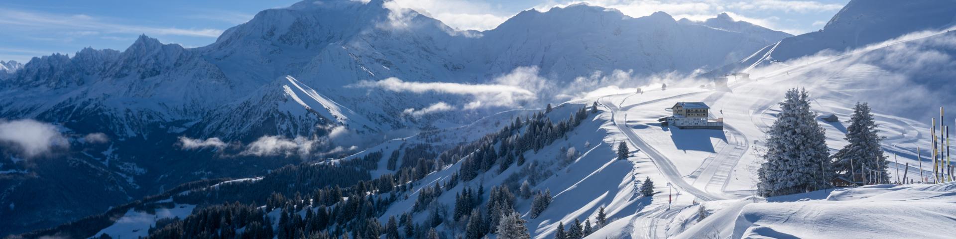 Domaine skiable face au Mont-Blanc