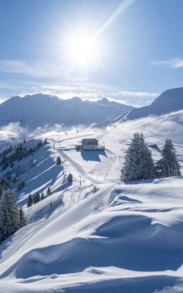 Domaine skiable face au Mont-Blanc