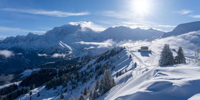 Domaine skiable face au Mont-Blanc