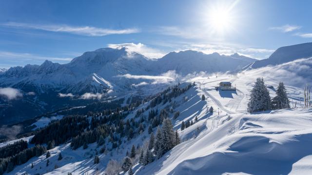 Ski area facing Mont Blanc