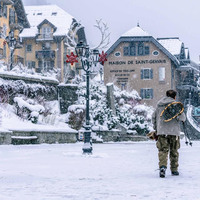 Saint-Gervais Mont-Blanc center in the snow