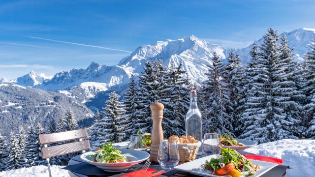 Lunch in a high-altitude restaurant