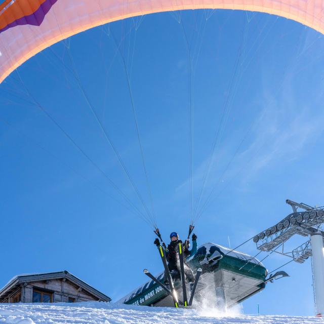 Paragliding above the ski slopes