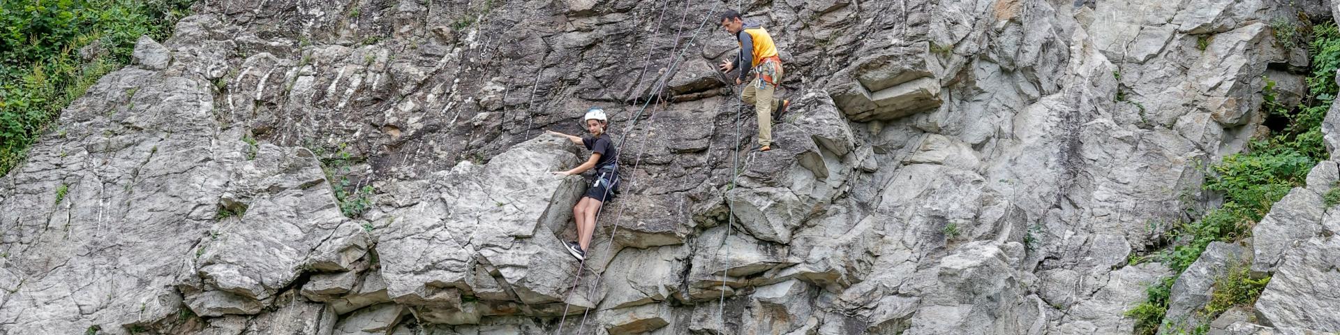 Climbing on the Le Fayet rock face