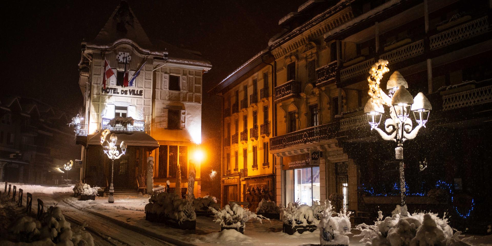 Saint-Gervais Town Hall under the snow