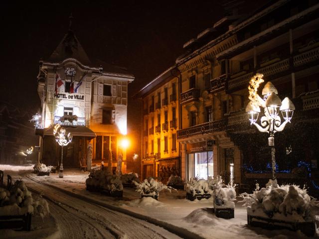 Saint-Gervais Town Hall under the snow