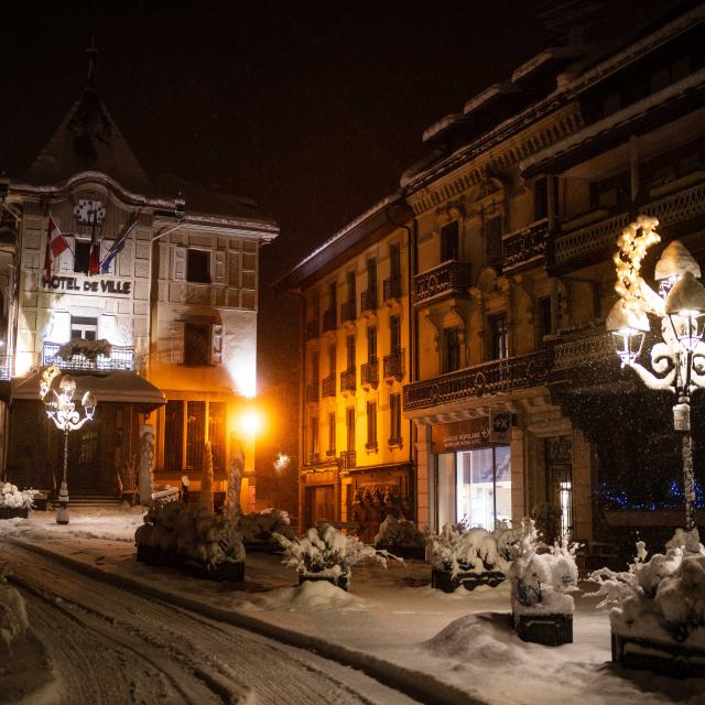 Saint-Gervais Town Hall under the snow