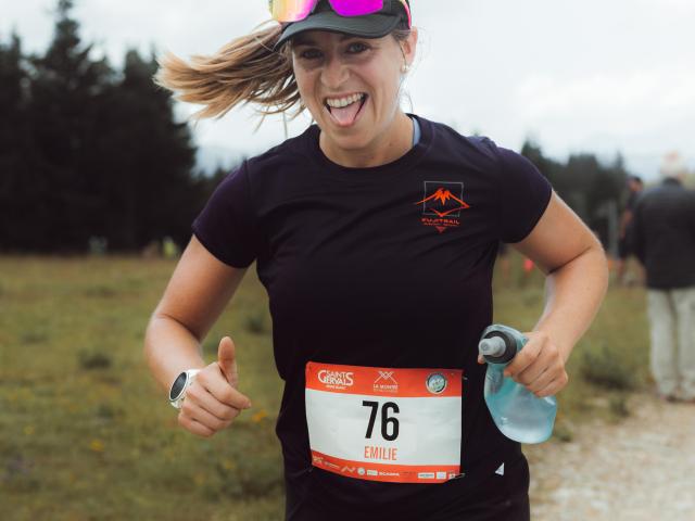 Runner at the finish of the climb to the eagle's nest