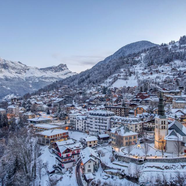 The snow-covered village of Saint-Gervais