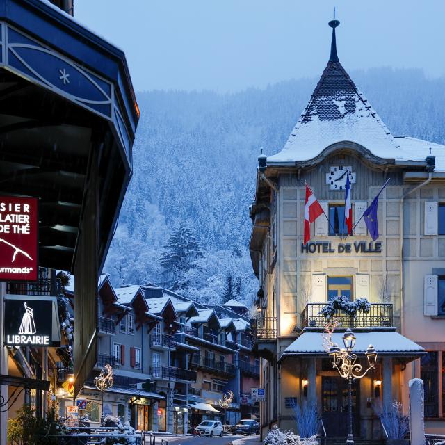 Saint-Gervais town hall in the snow