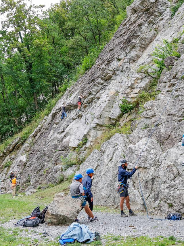 Escalade au rocher du parc thermal